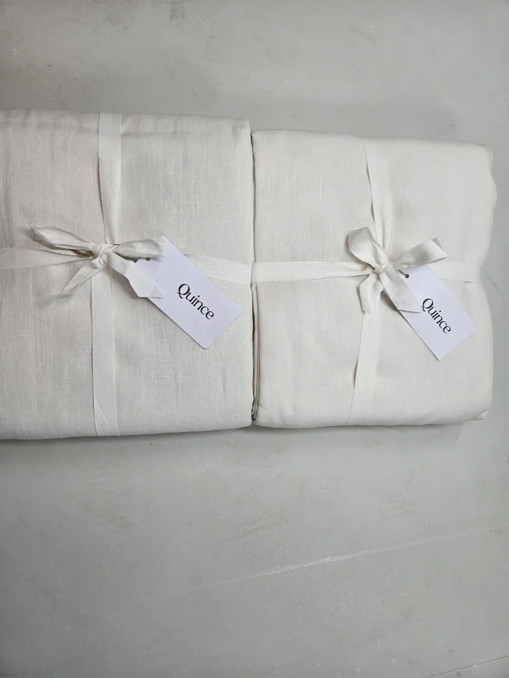 NWT QUINCE Set Of 2 48x96 European Linen True Blackout Curtains White 0474